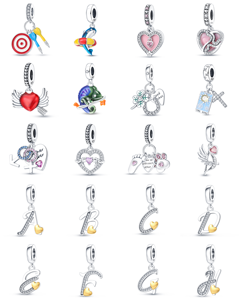 Pendentif <span class=keywords><strong>alphabet</strong></span> 26 lettres avec perles - Bracelet et collier créatifs de style européen - Finition argent/or avec zircon - Article le plus vendu TK - Product Image 2