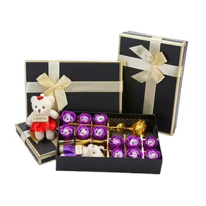 Gifts Packing Rose Teddy Bear With Chocolate Bouquet Box Rigid Luxury Paper Gift Boxes Cardboard Customize Box Packaging