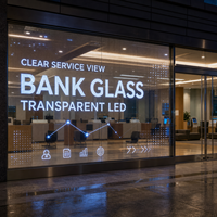 Écran LED transparent pour vitrine de banque, affichage LED personnalisé sur verre