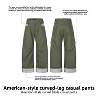 Pantalon de travail décontracté pour homme 11KN, en coton de haute qualité, style américain, vert armée, coupe droite, ourlet roulé, coupe ample