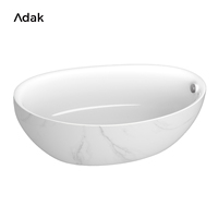 Baignoire autoportante portable en acrylique à motif marbre, sur mesure, avec drain, aspect pierre de luxe, pour salle de bain intérieure