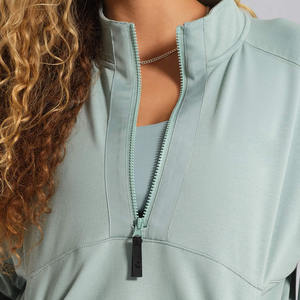 Maglione con collo a Zip da donna con Logo personalizzato Giacca sportiva con Zip in pile 1/4 da palestra felpa con Zip a quarto di Zip felpa da donna - Product Image 2