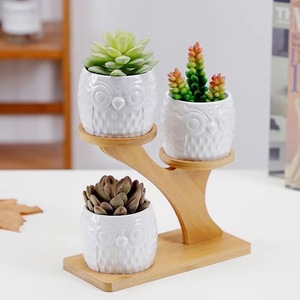 Маленький керамический горшок для растений с мультяшными животными - Product Image 3