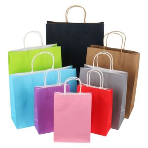 Sacs cadeaux en papier kraft recyclé coloré avec fond carré, style classique, impression personnalisable pour gâteaux, fournitures artisanales et pâtisseries - Product Image 1