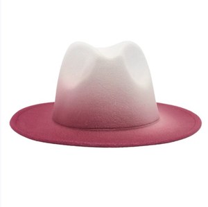 Sombrero bombín de estilo francés-Sombrero de fieltro de <span class=keywords><strong>tweed</strong></span> de color degradado de dos colores con pintura en aerosol-Sombrero de <span class=keywords><strong>tweed</strong></span> de Jazz de estilo masculino y femenino - Product Image 3