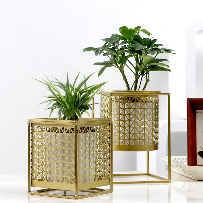 Creative Metal garden balcony decorative flower pots and planters indoor and outdoor greeny use Gold metal stand planter