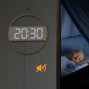 Horloge murale numérique LED ronde décorative en bois créative de 12 <span class=keywords><strong>pouces</strong></span> pour la décoration de la maison ET5059 - Product Image 6