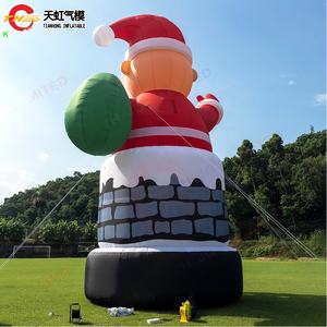 4m/6m/8m Père Noël géant <span class=keywords><strong>gonflable</strong></span> dans la cheminée avec renne Décoration de Noël extérieure Blow Santa Claus Holiday - Product Image 5