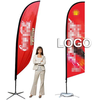 Drapeaux de plage personnalisés en polyester avec mât en fibre de verre pour événements professionnels intérieurs et extérieurs, promotionnels, forme goutte d'eau et en P