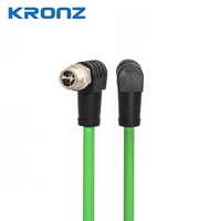 Connecteur Ethernet/IP KRONZ industriel M12 X-Code 8 broches mâle coudé blindé pré-assemblé, câble de chaîne porte-câbles en PVC vert jaunâtre