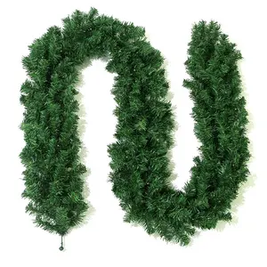 Ourwarm-guirnalda de decoración de Navidad para el hogar, árboles verdes, puerta colgante, guirnaldas de navidad artificiales de Pvc de 9 pies