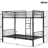 Literas Metálicas Desmontables al por Mayor, Camas Individuales Dobles Separables, Estructura de Acero con Barandilla, Escalera y Somier para Dormitorios, Hostales, Hoteles, Apartamentos, OEM, ASTM
