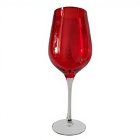 Verres à pied en cristal rouge coloré pour jus et cocktails Highball, 6.8 oz, 14.5 oz, 19.6 oz