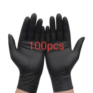 ถุงมือไนไตรล์สีดำ 100 ชิ้น ถุงมือไนไตรล์สีดำแบบหนาสำหรับทำความสะอาด ทำผม กันน้ำ ล้างจาน ถุงมือสำหรับครัว - Product Image 1