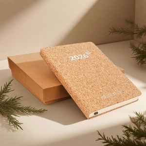 In Stock 2026 Cork Coffee Grounds Thread-bound English Year Calendar Business Style China <b>Notebook</b> Notepad <b>Set</b> Planner Diary - Product Image 3