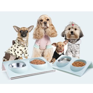 Moldura de aço inoxidável para animal de estimação, alimentador para cães e gatos