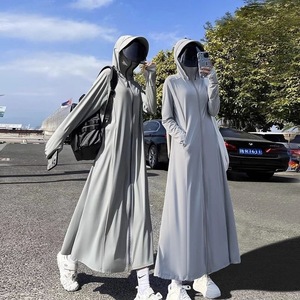 Blouse d'hiver longue pour femme en soie glacée, imperméable, anti-UV, col montant fin, protection solaire intégrale - Product Image 2