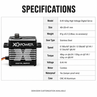 Nouvel arrivage 2026 XQ-POWER Servo numérique sans noyau à couple élevé 62 kg, étanche 8,4 V HV, boîtier en aluminium CNC pour voiture RC, camion, robot