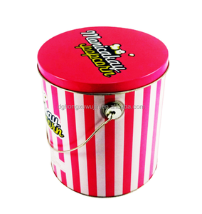 Disesuaikan Dicetak <span class=keywords><strong>2</strong></span> Galon Besar Bulat Natal Ember Popcorn Logam Promosi Halus Kemasan Popcorn Timah dengan Tutup - Product Image 3