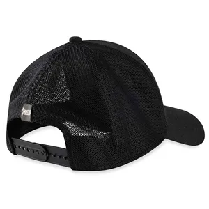 Cappello da camionista a tesa curva a 6 pannelli nero normale, berretto da Baseball regolabile in maglia con Logo ricamato personalizzato per Unisex