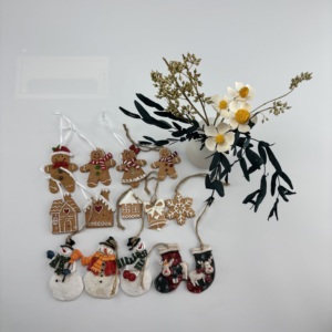 <b>Mini</b> Wooden <b>Christmas</b> <b>Tree</b> Figurines Set Kids Party DIY Decor Collectible Gingerbread Man Baby Xmas Snowman Ornament Embroidered - Product Image 5