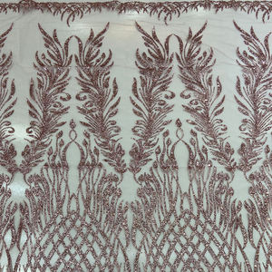 Honglong glitzernde Pink Crystal Pailletten wunderschöne weiße Perlen Mesh Brautkleid <span class=keywords><strong>Prom</strong></span> Dress Lace Fabric - Product Image 3