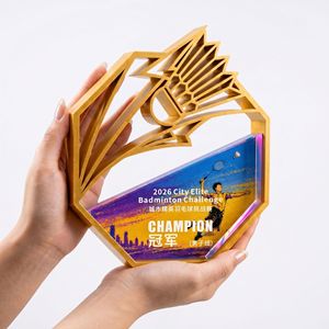 Trophée en cristal imprimé en 3D créatif 16x15cm, récompense personnalisée pour événements sportifs, championnat de basket-ball, football, badminton - Product Image 3