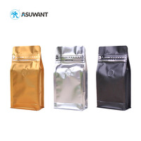 Resealable Wholesale Zipper Flat Bottom Pouch Packaging Coffee Bags With One Way Valve
