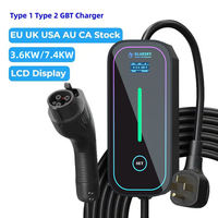 Cargador Portátil para Vehículos Eléctricos Bluesky Tipo 1 Tipo 2, Corriente Ajustable de 7kW, Nivel 2 EVSE, Pantalla LCD, Cargador de CA para Hogar y Viajes, CE