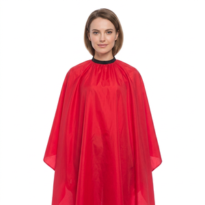 Capa de Peluquería con Logotipo Personalizado, Profesional, Impermeable, de Nailon, Ajustable con Broches, para Salón de Belleza, Color Rojo - Product Image 1