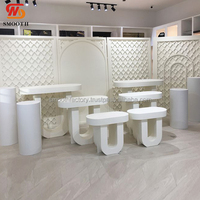 Support de présentation de table de mariage en acrylique blanc lisse, supports à gâteaux de mariage, support de fleurs de table, fournitures de décoration de mariage personnalisées