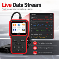 Outil de diagnostic automobile OBD2 portable V500 universel pour voitures particulières et camions légers 12V construits après 1996, boîte noire/rouge