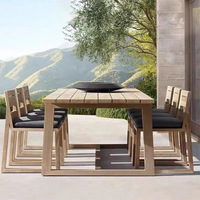Ensemble table et chaises en teck massif pour terrasses, jardins, villas et espaces extérieurs – Mobilier d'extérieur résistant aux intempéries – Collection Région Nordique