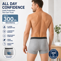 Sous-vêtements d'incontinence OEM 300 ml, discrets, doux, séchage rapide, anti-fuites, 5 couches, caleçons boxer pour hommes, sous-vêtements d'incontinence