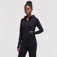 Chaqueta con Capucha para Mujer, Holgada, Informal, Deportiva, para Fitness, Sudadera Cortavientos, Cálida, para Yoga, con Cierre