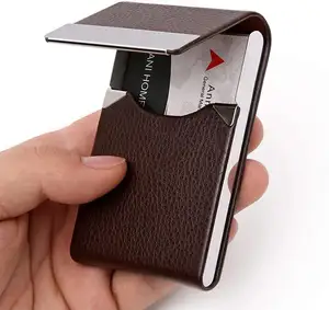 Porte-cartes de visite en cuir PU pour femmes avec fermeture magnétique RFID bloquant l'étui pour cartes de visite
