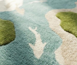 Blue River Koi Fish Wool Rug with Moss Green Abstract Hand Tufted Texture Area Carpet for Living Room Bedroom Nursery <b>Kids</b> Room - Product Image 6