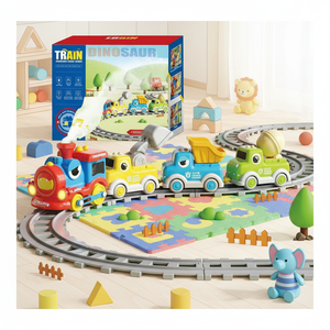 Jouets de train à thème dinosaure pour enfants, ensemble de 4 voitures d'ingénierie, circuit de course à thème dinosaure pour enfants - Product Image 2