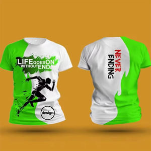 เสื้อยืดวิ่งผู้ชาย OEM แบบสั่งทำพิเศษ พิมพ์ลายแบบ Sublimation ทั้งตัว พร้อมออกแบบโลโก้ เสื้อยืดแห้งเร็วสำหรับผู้ชาย - Product Image 2