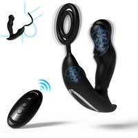 Erwachsenen-Prostatamassagegerät mit Kabelloser Fernbedienung, Penisring, Doppelmotor, Heizfunktion, Vibrator, Dildo, 100% Wasserdicht, USB