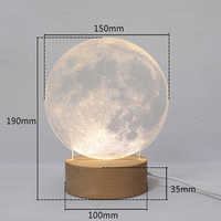 Lampe en acrylique 3D gravée au laser, lumière de nuit USB, base en bois, lampe de bureau LED pour la décoration de la chambre
