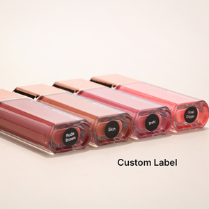 Tube de gloss carré rose gold |   Rouge à lèvres liquide brun nude, étiquette privée OEM personnalisée |   Emballage cosmétique haute brillance longue durée - Product Image 3