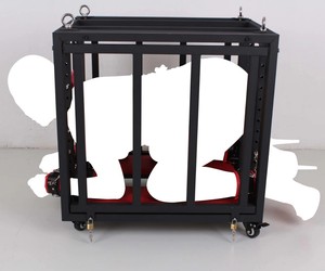 Jaula de acero rodante BANSEY SM para sujeción y confinamiento con candados, muebles de bondage, silla de sujeción, muebles SM. - Product Image 1