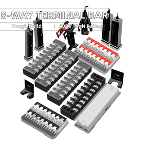 Dual Row 8-Position 31A 600V <strong>Terminal</strong> <strong>Blocks</strong> with Screw 8-Way Bus Bar Cover-High Voltage Spring Connection Brass Industrial <strong>Use</strong> - Product Image 2
