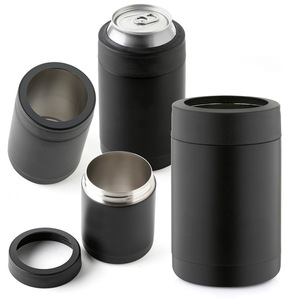 Enfriador de Latas y Botellas Aislado al Vacío de Acero Inoxidable Negro de 12 oz |   Enfriador de Latas de Doble Pared para Latas y Botellas - Product Image 1