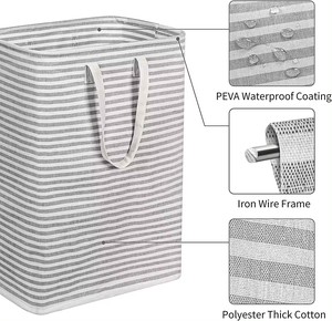 Skymoving mới tùy chỉnh lớn vải ráp giặt lưu trữ giỏ cản trở hộp giặt giỏ tổ chức túi với xử lý - Product Image 2