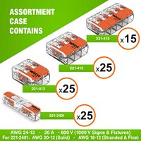 Kits de Connecteurs de Jonction Compacts Wago Série 221, 90 Pièces (25x 221-2401), (25x 221-412), (25x 221-413), (15x 221-415)