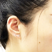 Xinfly dos plat femme bijoux de mode diamant naturel pur 14k 18k or Mini initiale Alphabet lettre boucle d'oreille