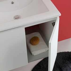 Armoire de salle de bain murale de 60 cm avec 2 portes blanches, lavabo Bali de 60x80 cm et miroir - Product Image 6