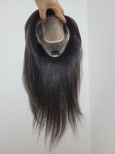 Perruque toupet en cheveux humains à clipser de 12 pouces, mi-longue et droite, noir naturel brun, WIGTS, livraison rapide, style gratuit, peignes intérieurs - Product Image 4